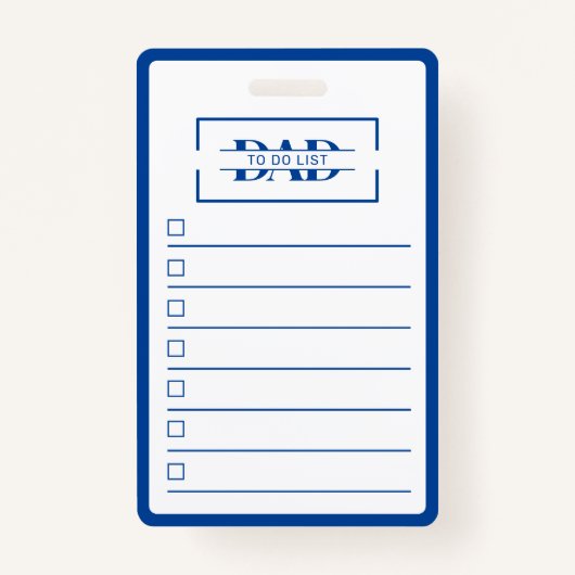 Dad Modern Blue Monogram To Do List Ausweis (Vorderseite)