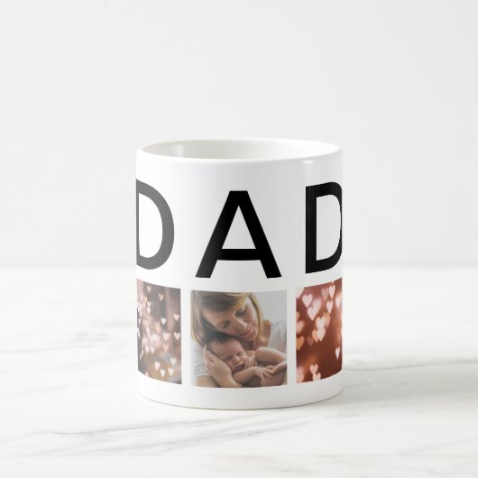 DAD moderne elegante Text Multi 7 Foto Kaffeetasse (Mittel)