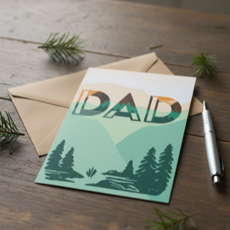 'DAD' Mountain Landscape Greeting Card Karte