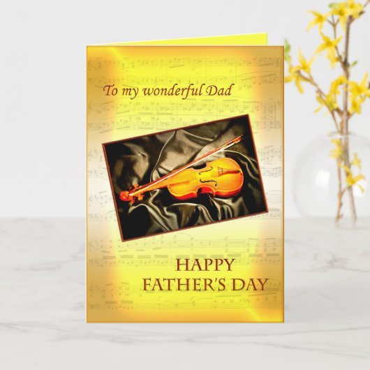 Dad, Musical Father's day card with a violin Karte (Gelbe Blume)