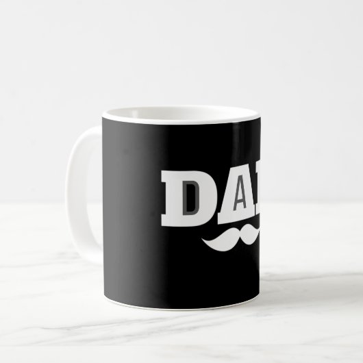 Dad Mustache Mug Black and White Kaffeetasse (Vorderseite Links)