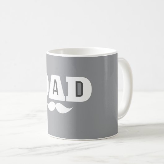 Dad  Mustache Mug Grey and White Kaffeetasse (VorderseiteRechts)