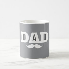 Dad Mustache Mug Grey and White Kaffeetasse