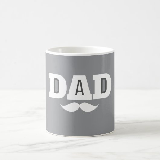 Dad Mustache Mug Grey and White Kaffeetasse (Mittel)