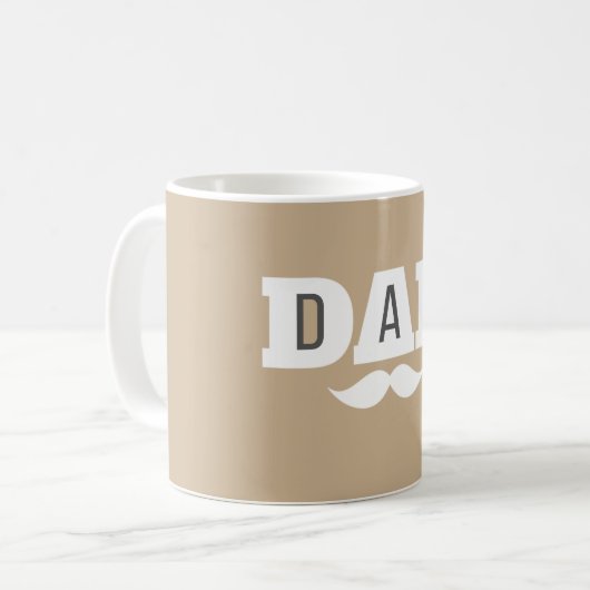 Dad  Mustache Mug Light Brown and White Kaffeetasse (Vorderseite Links)