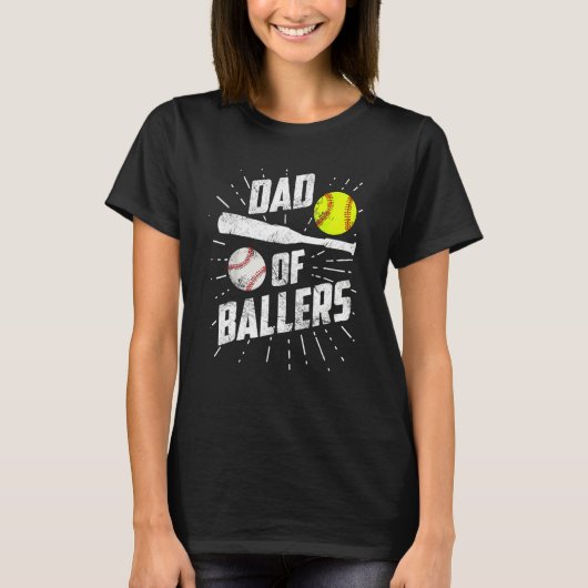 Dad Of Ballers  Baseball Softball Game Fathers Day T-Shirt (Vorderseite)