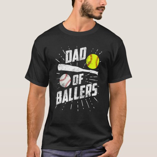 Dad Of Ballers  Baseball Softball Game Fathers Day T-Shirt (Vorderseite)
