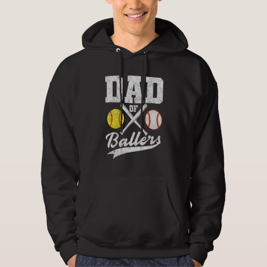 Dad of Ballers Dad of Baseball Softball Player Fat Hoodie (Vorderseite)