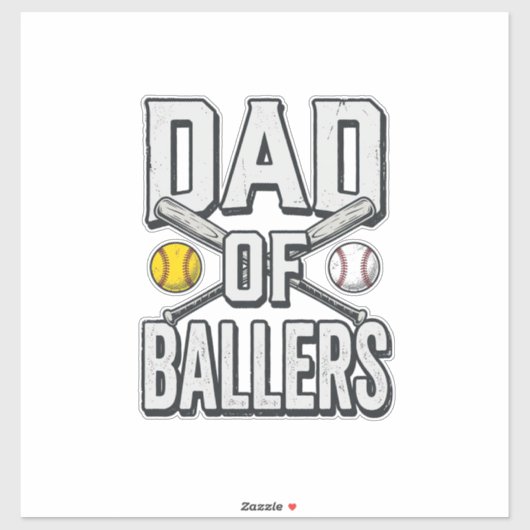Dad of Ballers Softball and Baseball Vintage Shirt Aufkleber (Blatt)