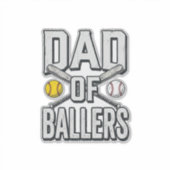 Dad of Ballers Softball and Baseball Vintage Shirt Aufkleber (Vorderseite)