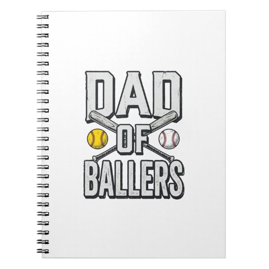 Dad of Ballers Softball and Baseball Vintage Shirt Notizblock (Vorderseite)