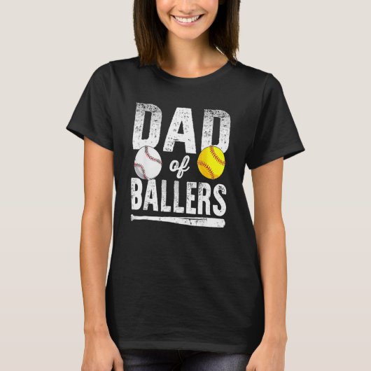 Dad Of Ballers Softball Baseball Player Dad Father T-Shirt (Vorderseite)