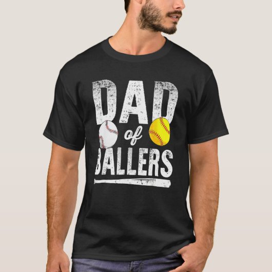 Dad Of Ballers Softball Baseball Player Dad Father T-Shirt (Vorderseite)