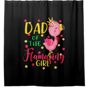 Dad Of Flamazing Girl Cute Flamingo Dad Birthday Duschvorhang