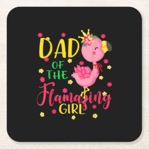 Dad Of Flamazing Girl Cute Flamingo Dad Birthday Rechteckiger Pappuntersetzer