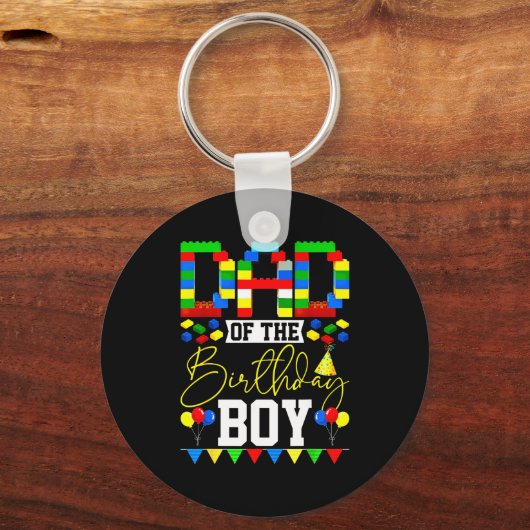 Dad Of The Birthday Boy Building Block Lover Match Schlüsselanhänger (Vorderseite)