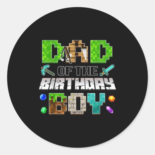 Dad Of The Birthday Boy Funny Gaming Birthday Xel Runder Aufkleber (Vorderseite)
