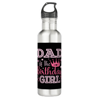 Dad of The Birthday Girl Cute Pink Matching Family Edelstahlflasche