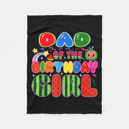 Dad Of The Birthday Girl Melon Family Matching Fun Fleecedecke (Vorderseite)