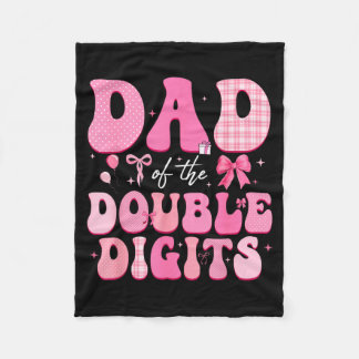 Dad of The Double Digits Cute Pink Bow 10th Fleecedecke