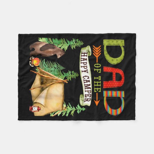 Dad Of The Happy Camper First Birthday Camng  Fleecedecke (Vorderseite (Horizontal))