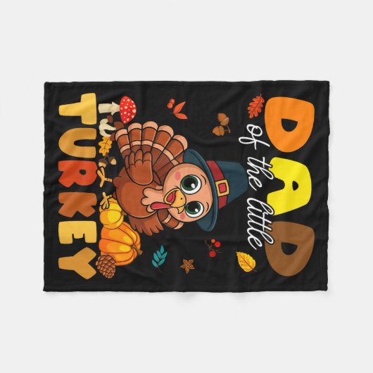 Dad Of The Little Turkey Thanksgiving Baby Shower Fleecedecke (Vorderseite (Horizontal))