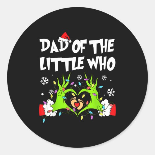 Dad Of The Little Who Funny Christmas Pregnancy An Runder Aufkleber (Vorderseite)