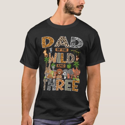 Dad Of The Wild Three 3Rd Birthday Boy Safari Jung T-Shirt (Vorderseite)