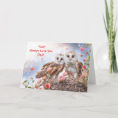 Dad or Father Cute and Fun Owl Valentines Day Karte (Vorderseite)