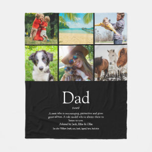 Dad Papa Father Definition 6 Photo Collage Black Fleecedecke