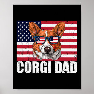 Dad Pembroke Welsh Corgi US-Flagge Hunde Liebhaber Poster