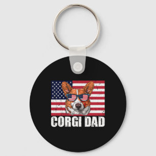 Dad Pembroke Welsh Corgi US-Flagge Hunde Liebhaber Schlüsselanhänger
