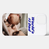 Dad Photo blue text  iPhone Case (Rückseite (Horizontal))
