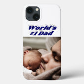 Dad Photo dark blue text  iPhone Case (Rückseite)