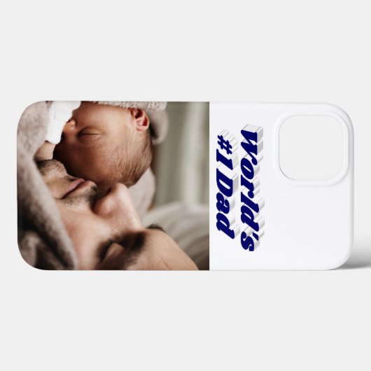 Dad Photo dark blue text  iPhone Case (Rückseite (Horizontal))