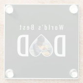 Dad Photo in Black Heart Frame Modern Text Glasuntersetzer (Rückseite)