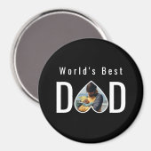 Dad Photo in Black Heart Frame Modern Text Magnet (Vorderseite/Rückseite)