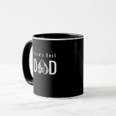 Dad Photo in Black Heart Frame Modern Text Tasse (Vorderseite Links)