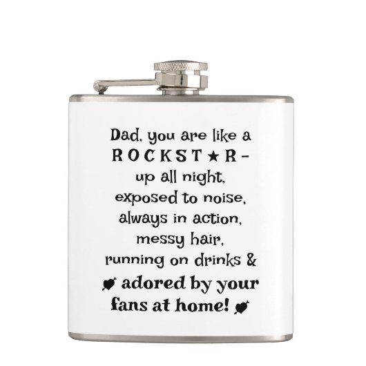 Dad Rockstar 6oz Flask, Birthday Gift From Baby, Flachmann (Vorderseite)
