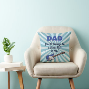 Dad Rockstar E-Gitarre Spaß Blau Kissen