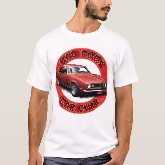 Dad Rods Car Club Red Camaro T-Shirt (Vorderseite)