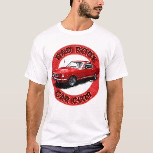 Dad Rods Car Club Red Pony FastBack Car T-Shirt (Vorderseite)