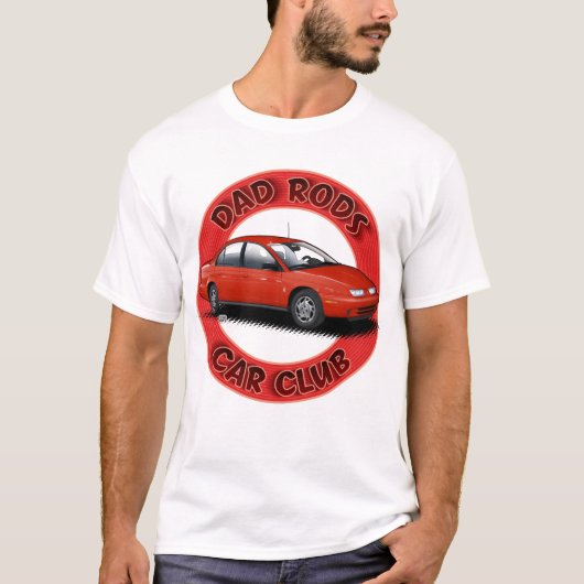 Dad Rods Car Club Red Saturn Car T-Shirt (Vorderseite)