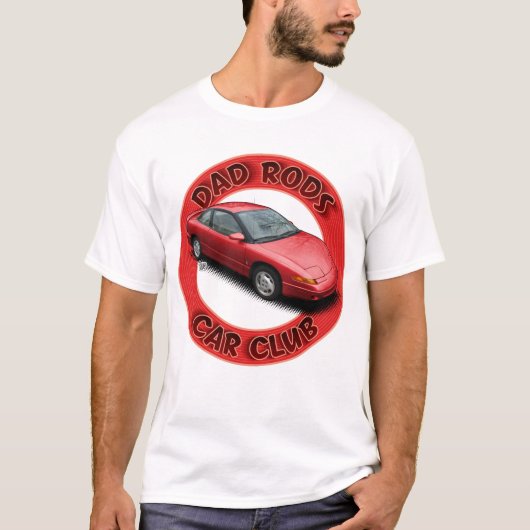 Dad Rods Car Club Red Saturn Coupe Car T-Shirt (Vorderseite)