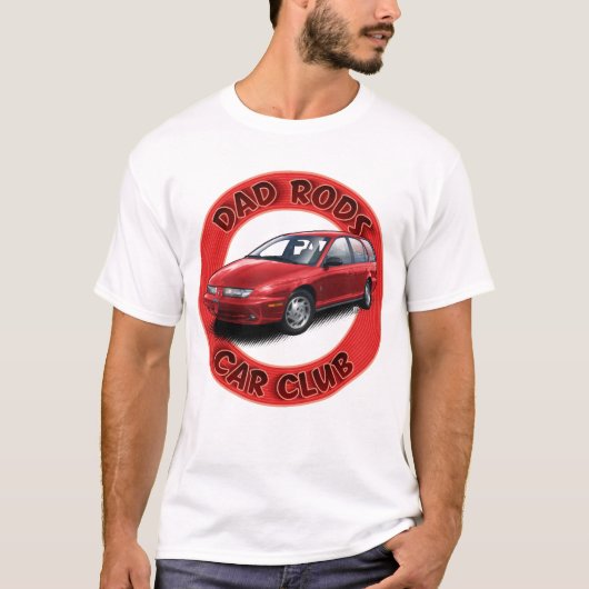Dad Rods Car Club Red Saturn Wagon Car T-Shirt (Vorderseite)