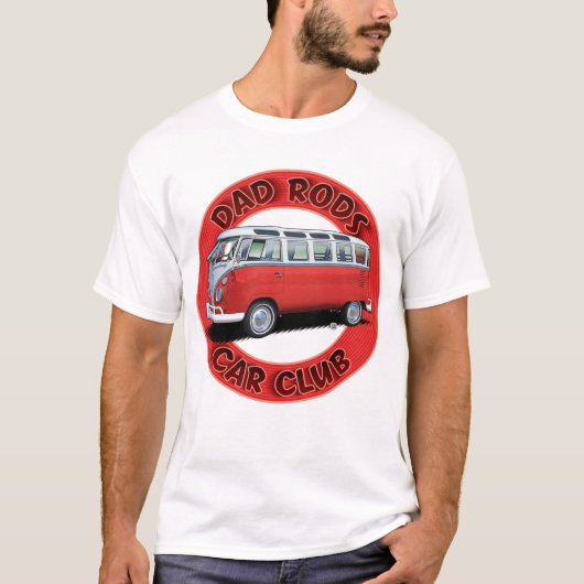 Dad Rods Car Club Red Transporter Bus T-Shirt (Vorderseite)