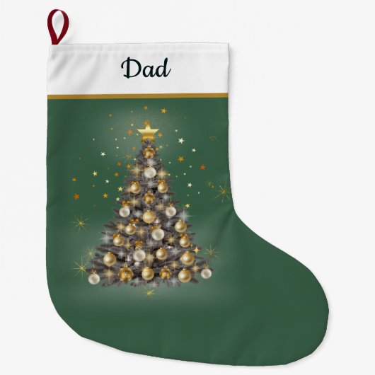 Dad’s Green Christmas Stocking – Classic Design Großer Weihnachtsstrumpf (Vorderseite)