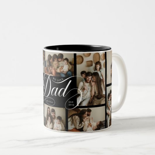 Dad-Script-Typografie 10-Foto-Collage Zweifarbige Tasse (VorderseiteRechts)