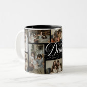 Dad-Script-Typografie 10-Foto-Collage Zweifarbige Tasse (Vorderseite Links)