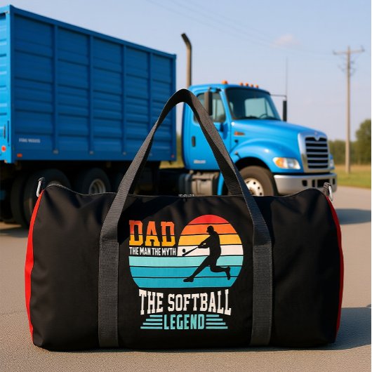 Dad Softball Legend Retro Sunset Duffle Bag